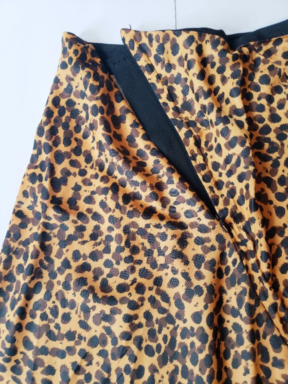 & Other Stories Leopard Cheetah Print Satin Bias Cut A-Line Midi Skirt
